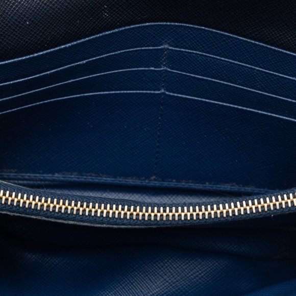 Prada Saffiano Long Wallet 1MH037 Black Navy Leather Women's PRADA - Picture 5 of 11